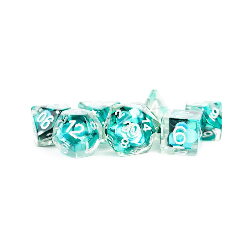 RESIN 7 DICE SET MERMAID SCALES INCLUSION 16MM