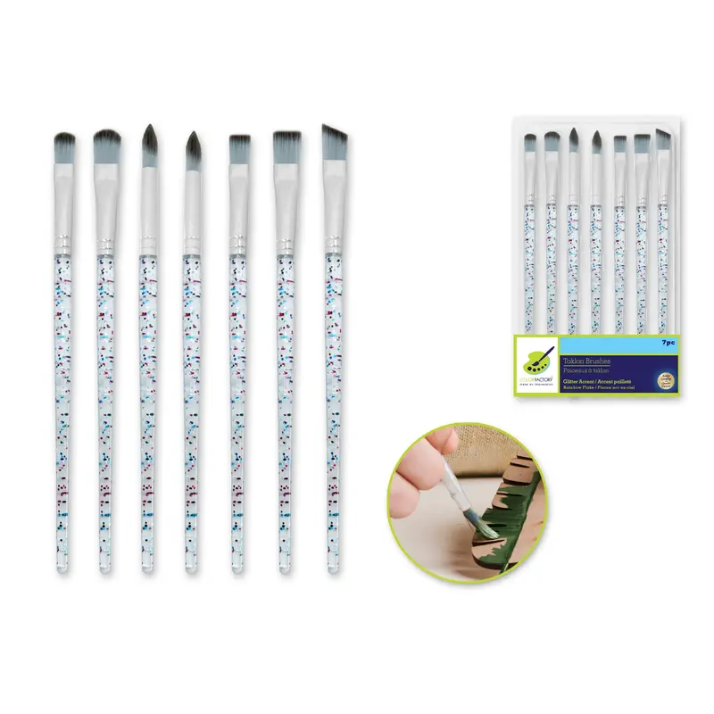 Artist Brush Set: Taklon Glitter Accent Series x7 Clear PS Handle Rainbow Flake Versatile 2