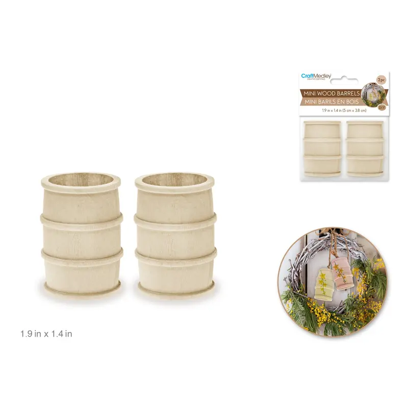 Craftwood: 1.9"x1.4" Mini Barrels 2pc Natural Routered Bands