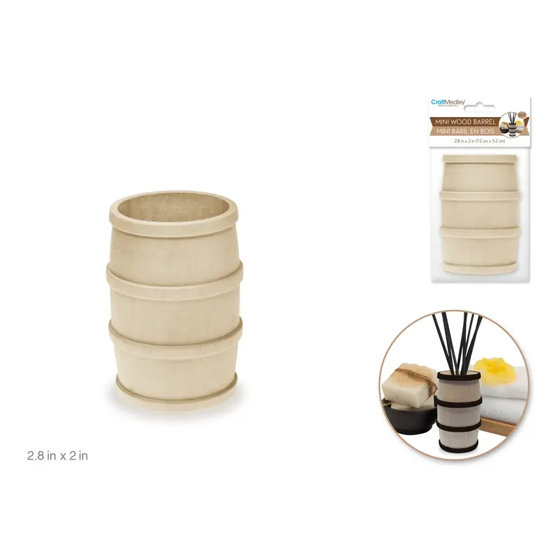 Craftwood: 2.8"x2" Mini Barrel 1pc Natural Routered Bands