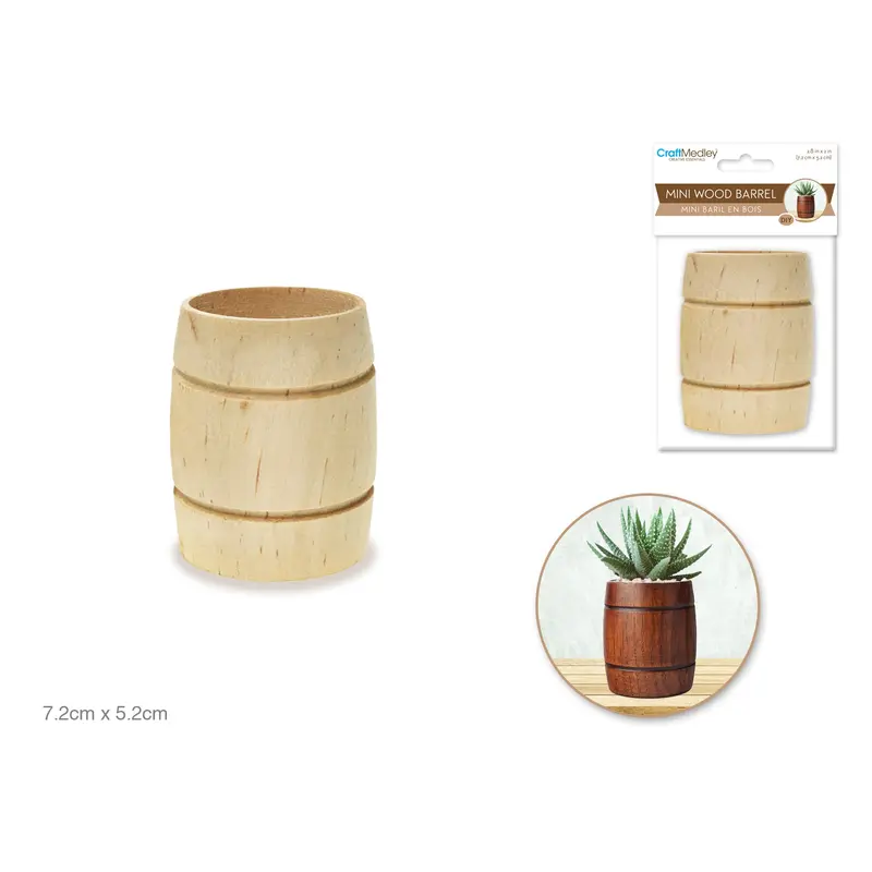 Craftwood: 2.8"x2" Mini Barrel Natural Routered