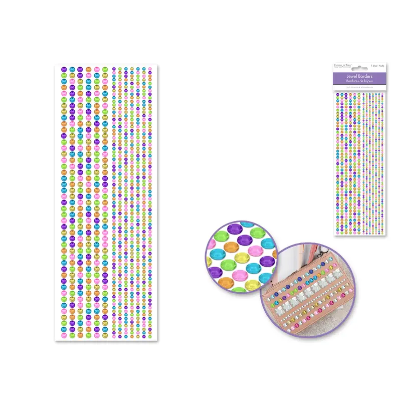 Paper Craft Sticker: 10cmx27cm Jewel Borders C) Gem Lines Multi