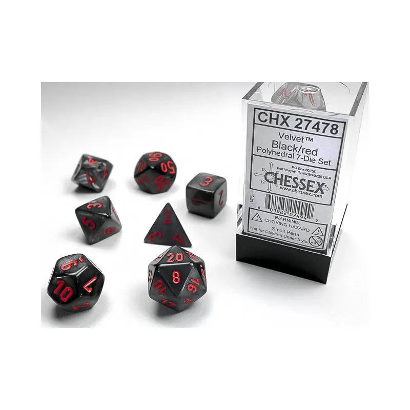 VELVET 7-DIE SET BLACK/RED