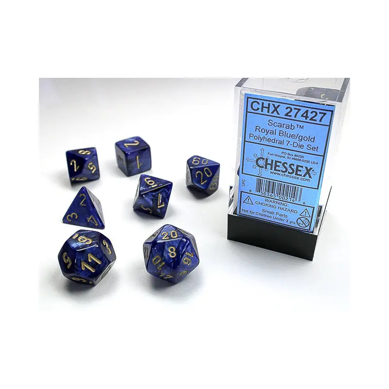 SCARAB 7-DIE SET ROYAL BLUE/GOLD