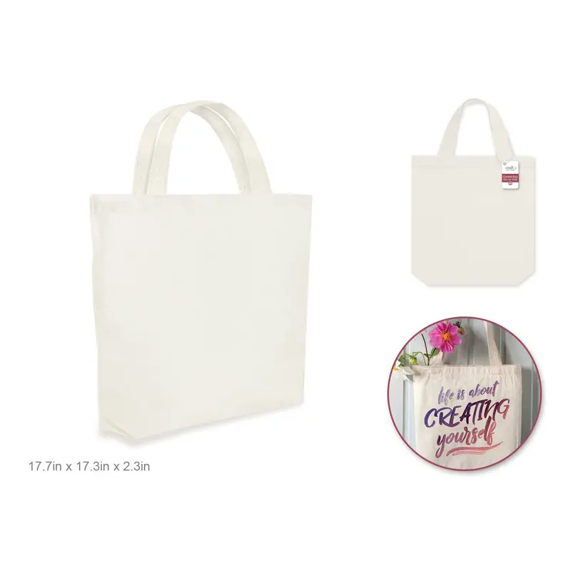 Canvas Bag: 17.7"x17.3"x2.3" DIY w/Canvas Handle