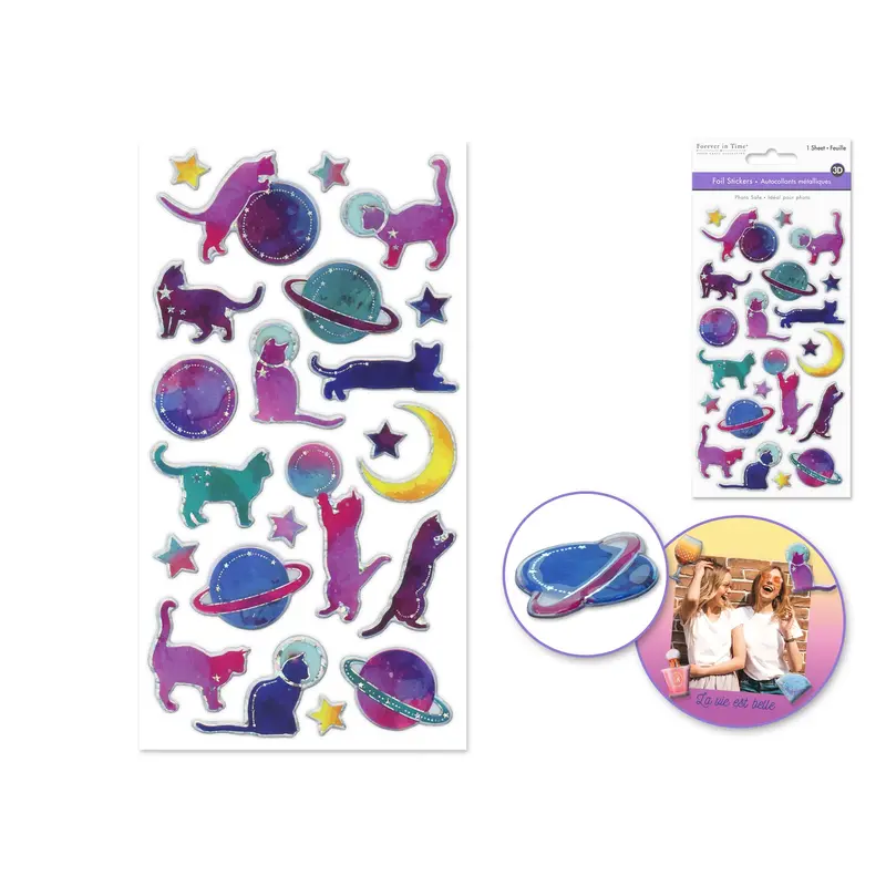 Paper Craft Sticker: 3.8"x6.9" 3D Foil Ombre  Catstrology