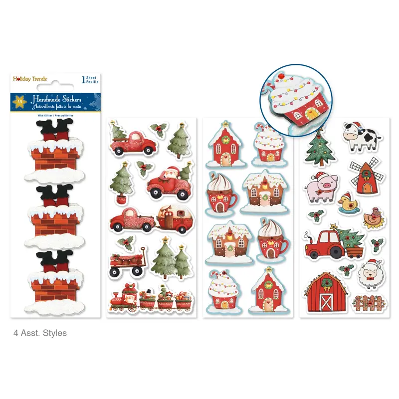 Holiday Stickers: 3"x6.4" 3D Glitter Icons  Holiday Splendor