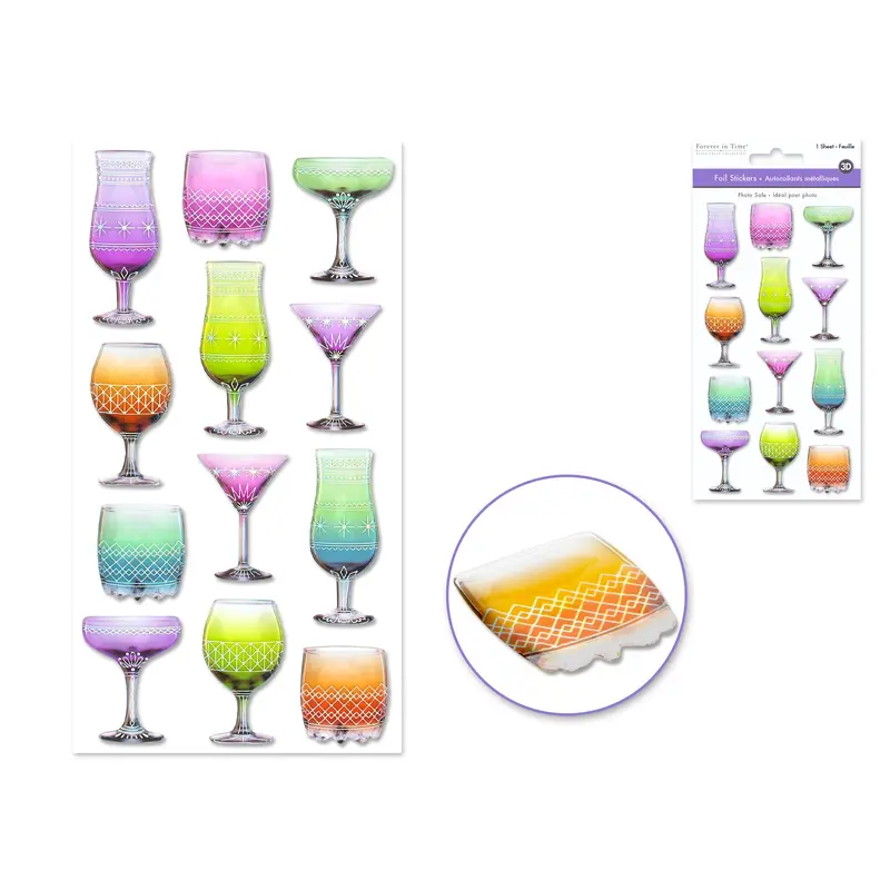 Paper Craft Sticker: 3.8"x6.9" 3D Foil Ombre  Cocktail