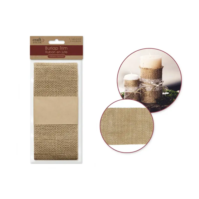 Craft Dcor Ribbons: 8cmx1m Natural Burlap Trim