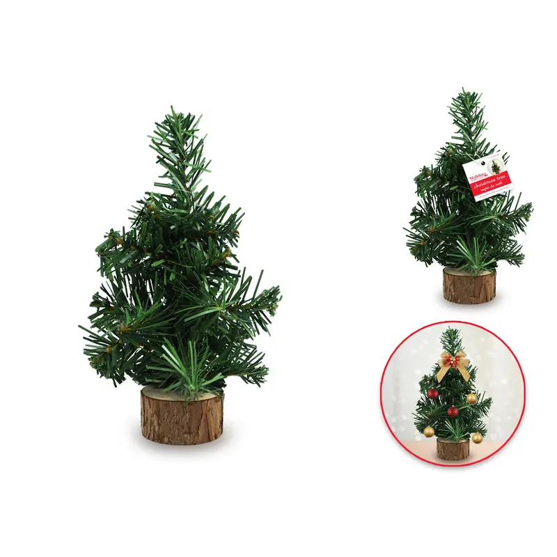 Pine Christmas Tree: 7.7" with Wood Stump