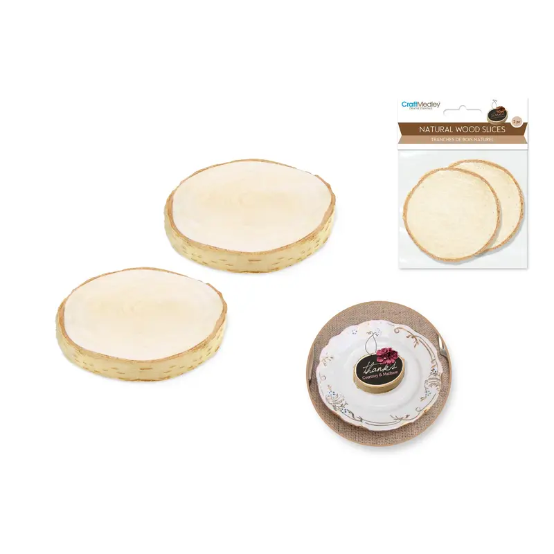 Craftwood: 6cm-7cm Natural Birch Slices 2pc 1.1cm(T)