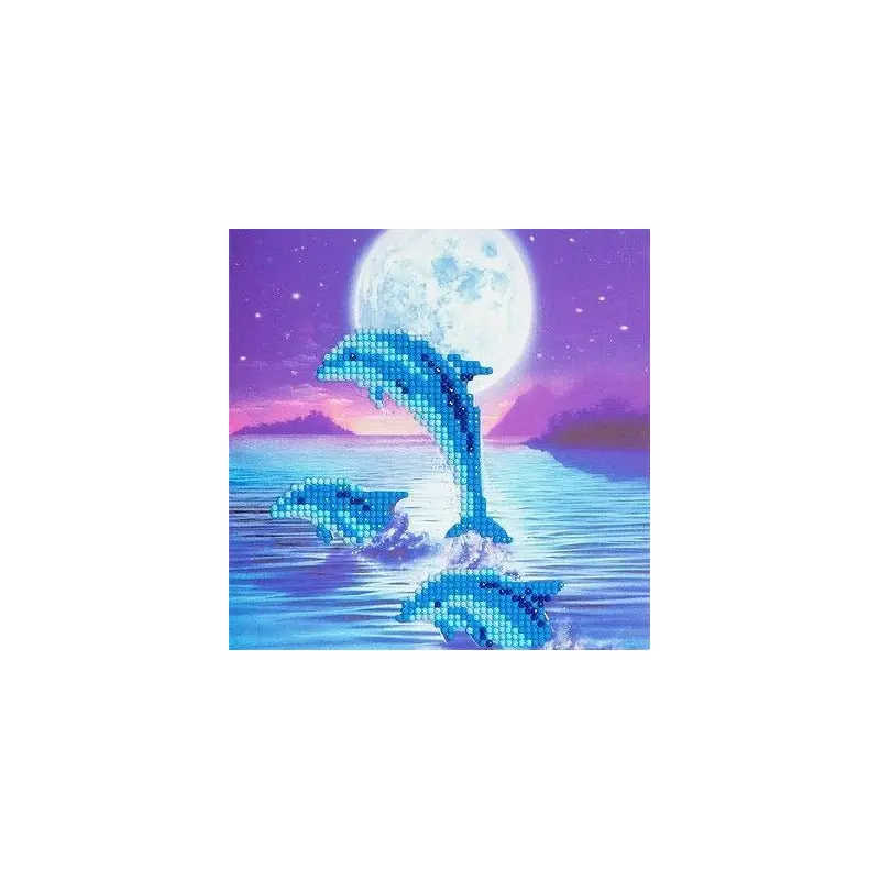 "Moonlight Dolphins" Crystal Card Kit