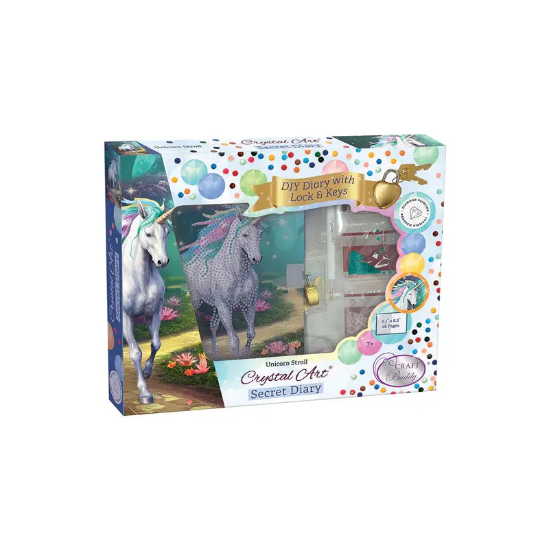 Craft Buddy Unicorn Stroll Crystal Art Secret Diary Kit