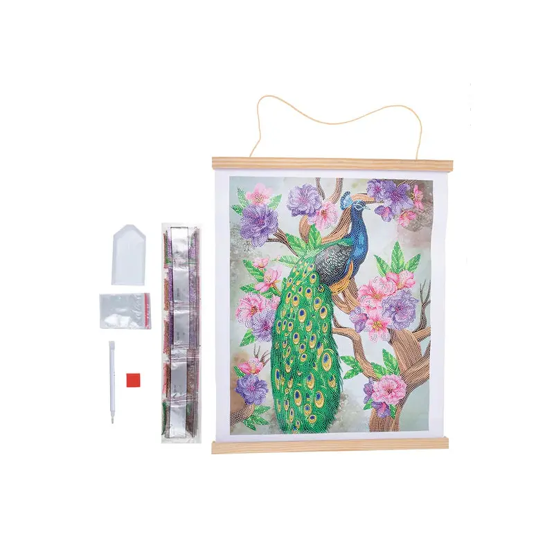CAS-17L: Crystal Art 35x45cm Scroll Kit - Peacock Peony