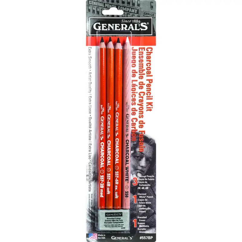 Charcoal Pencil Kit, w/Kneaded Eraser