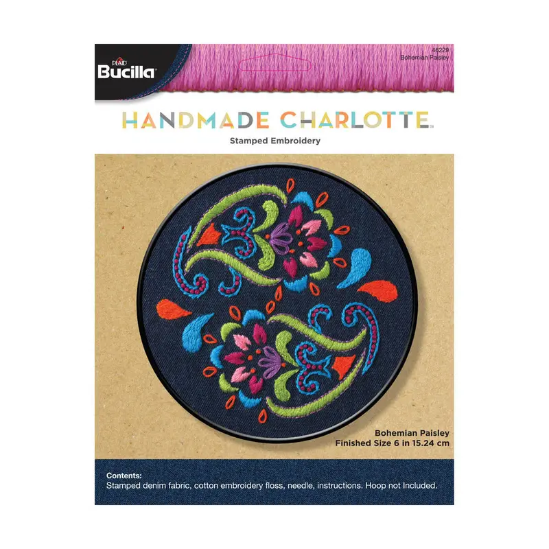 Stamped Embroidery Handmade Charlotte, Bohemian Paisley