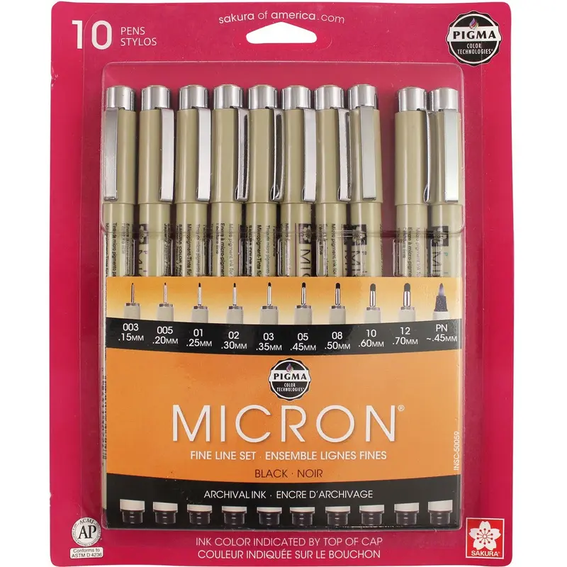 Pigma Micron Pen Set, Black (10 pk)