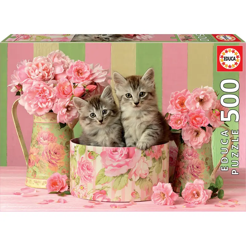 500 pieces puzzle - Kittens with Roses