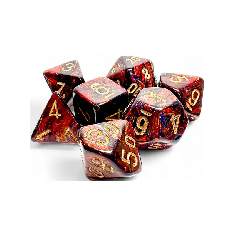 SCARAB 7-DIE SET MEGA-HEDRAL BLUE BLOOD/GOLD