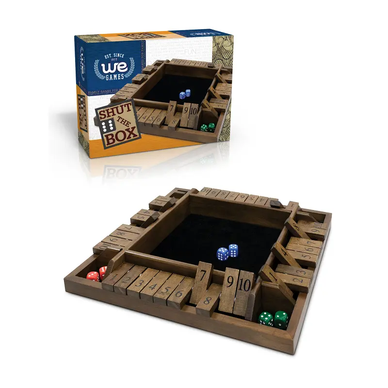 SHUT THE BOX, 4-PLAYER, WOOD TRAVEL SIZE