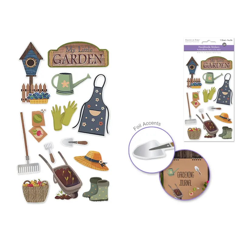 Handmade Sticker: 4.4"x7.5" 3D Themed Elements My Little Garden