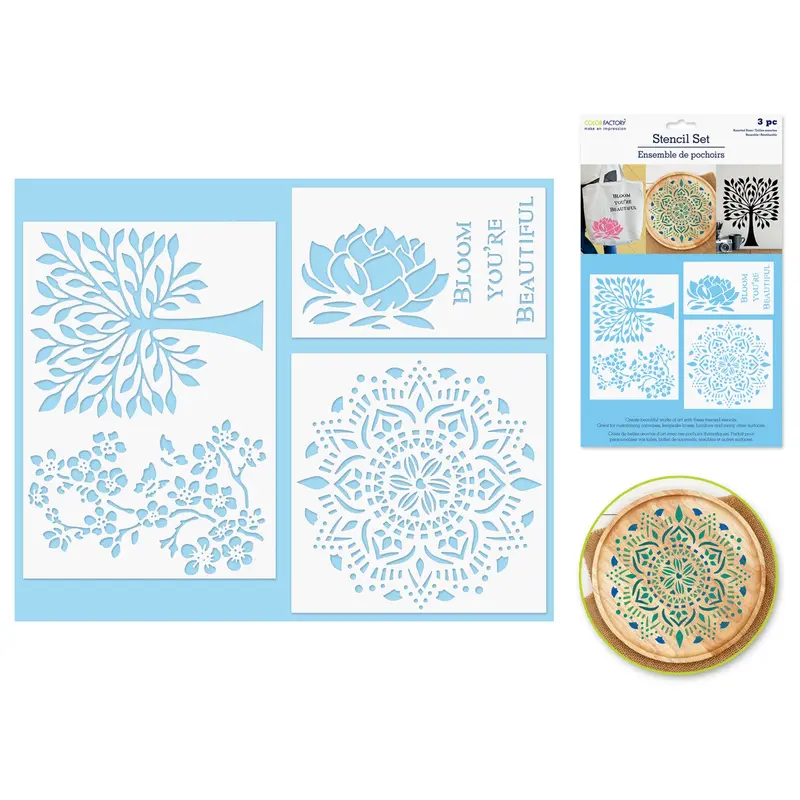 Color Factory: 3pk Multi-Media Stencil Set Asst Sizes  Bloom