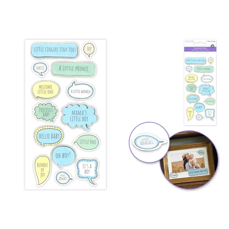 Handmade Sticker: 3D Glitter Cardstock Elements 250gsmBaby Boy