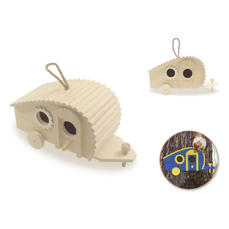 Wood Craft: 9"x3.9"x4.7" DIY Fifth Wheeler Camper w/Jute Cord