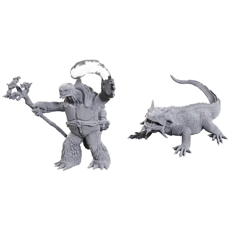 DND UNPAINTED MINIS WV24 TORTLE DRUID & WILD SHAPE GIANT LIZARD
