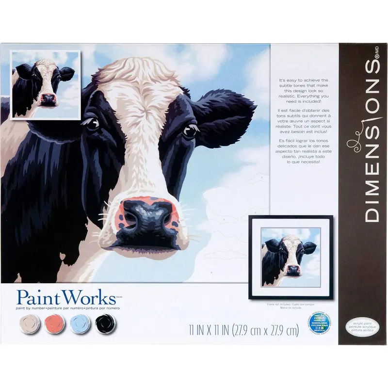 Paint Works Paint By Number Kit - Cow (11''x11'')