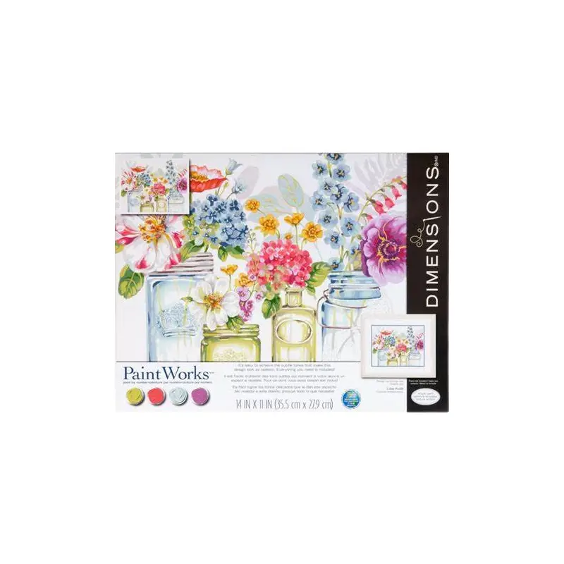 Paint Works Paint By Number Kit - Rainbow Flowers 14 x 11