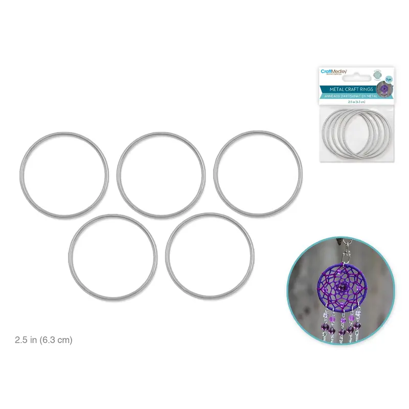 Craft Medley: Metal Rings 2.5" 5pc Galvanized