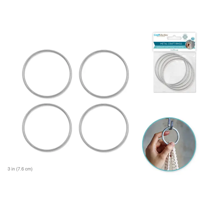 Craft Medley: Metal Rings 3" 4pc Galvanized
