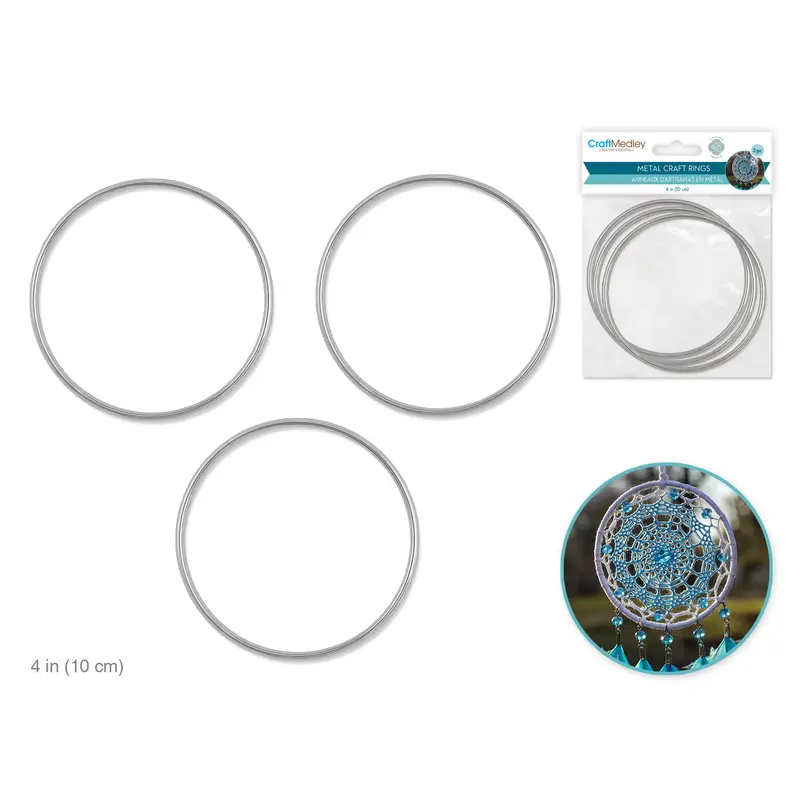 Craft Medley: Metal Rings 4" 3pc Galvanized