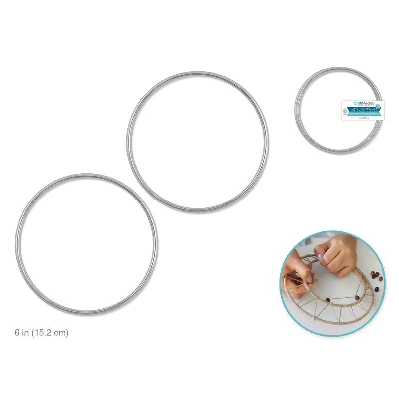 Craft Medley: Metal Rings 6" 2pc Galvanized