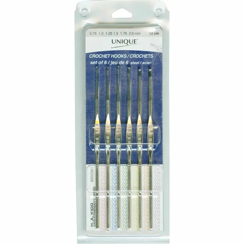 UNIQUE CROCHET Crochet Hook Set Steel - 12cm (5) - Set of 6