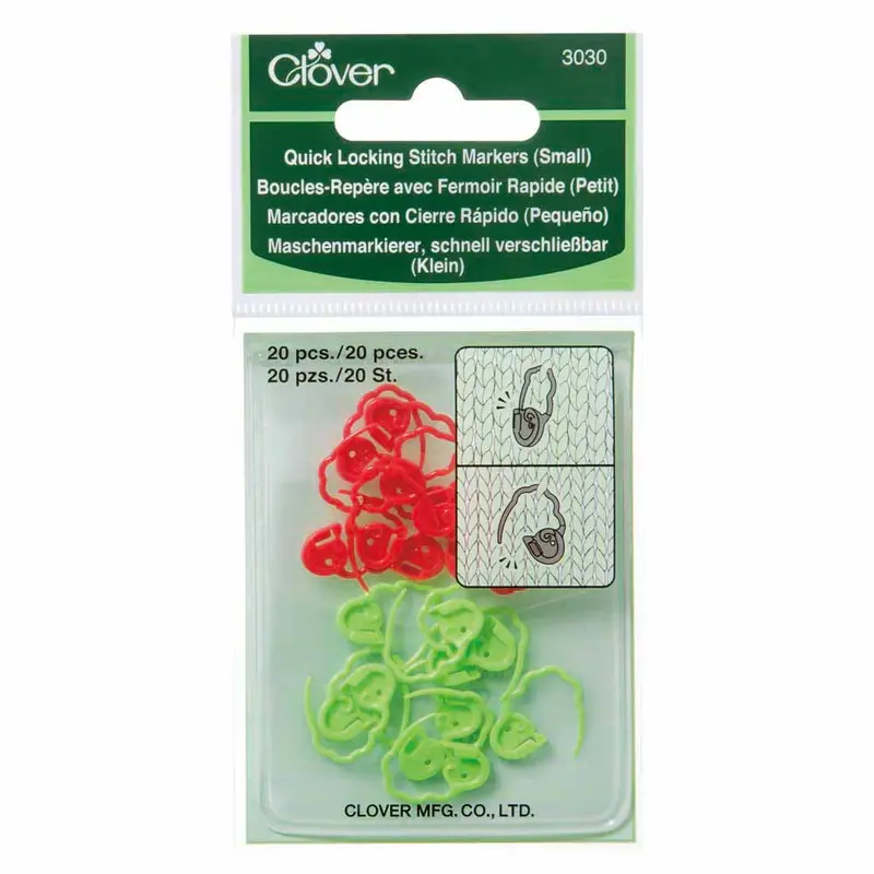 CLOVER 3030 Quick Locking Stitch Markers - Small - 20 pcs