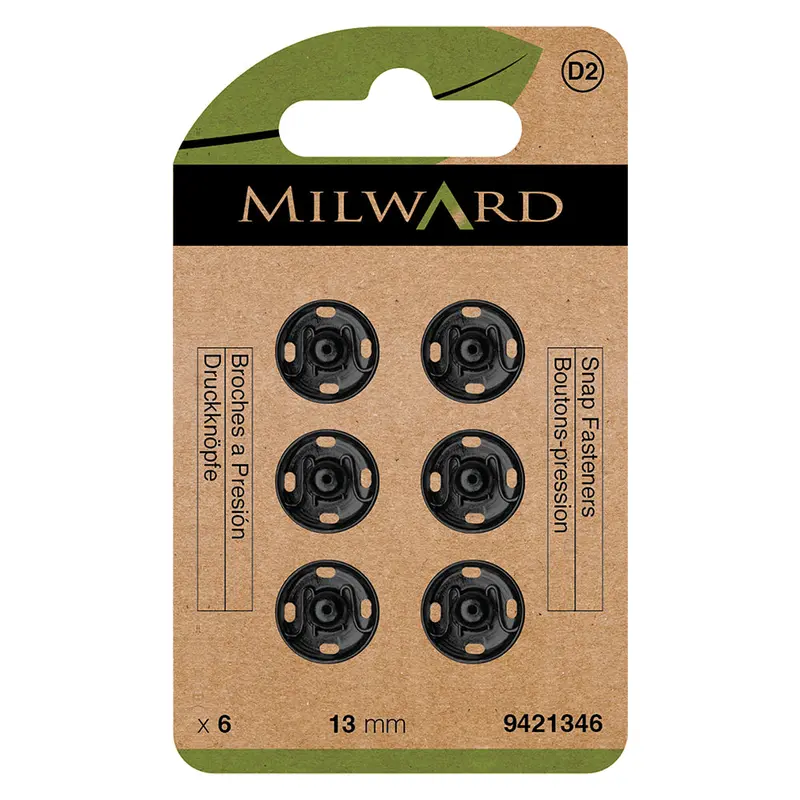 MILWARD GREEN Snap Fast/Black 13mm 6 Sets