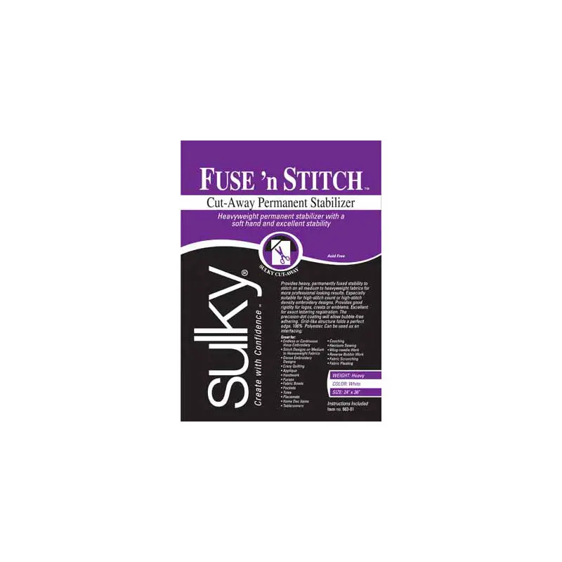 SULKY Fuse 'N Stitch - White - 61 x 91cm pkg (24 x 36)