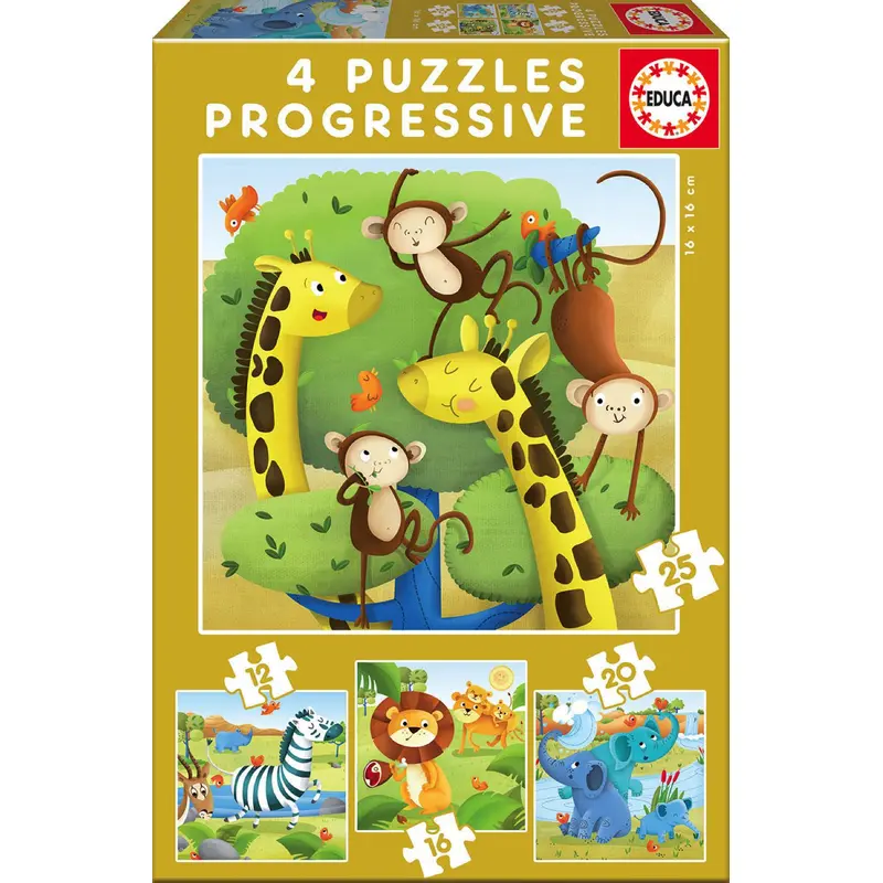 4 Progressive Puzzle Savannah animals