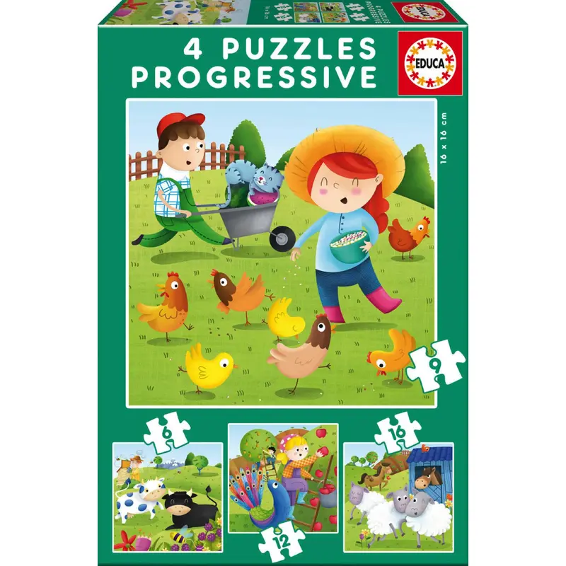 4 Progressive Puzzles - Farm animals