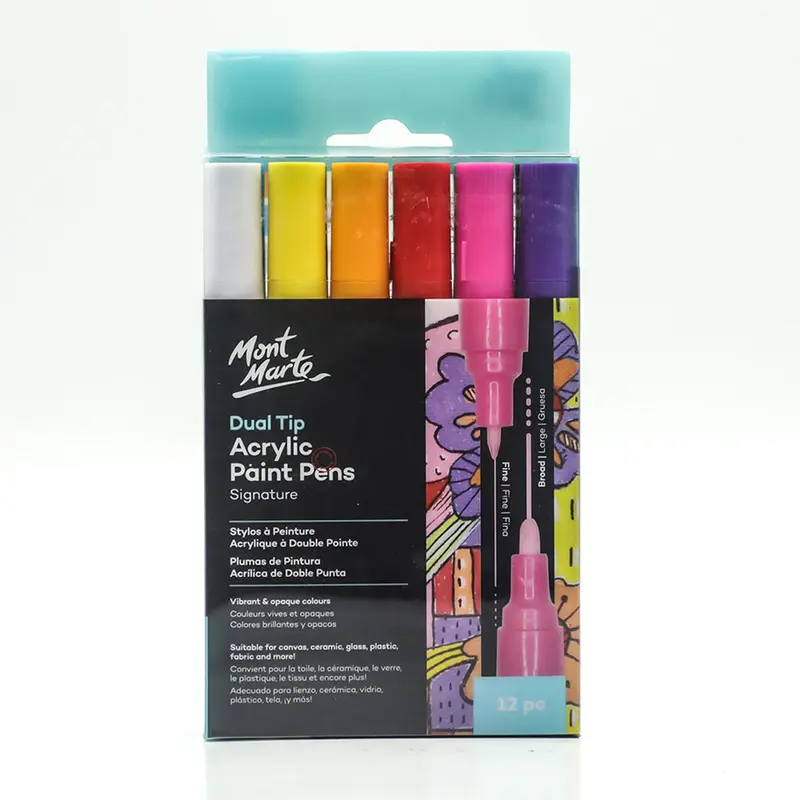 MONT MARTE Dual Tip Acrylic Paint Pens - 12 pcs