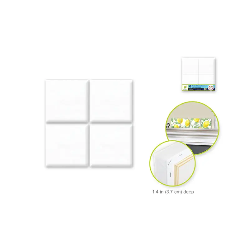 Stretch Artist Canvas: 4"x4" x1.4" Deep 4-Square Set Primed Back-Stapled