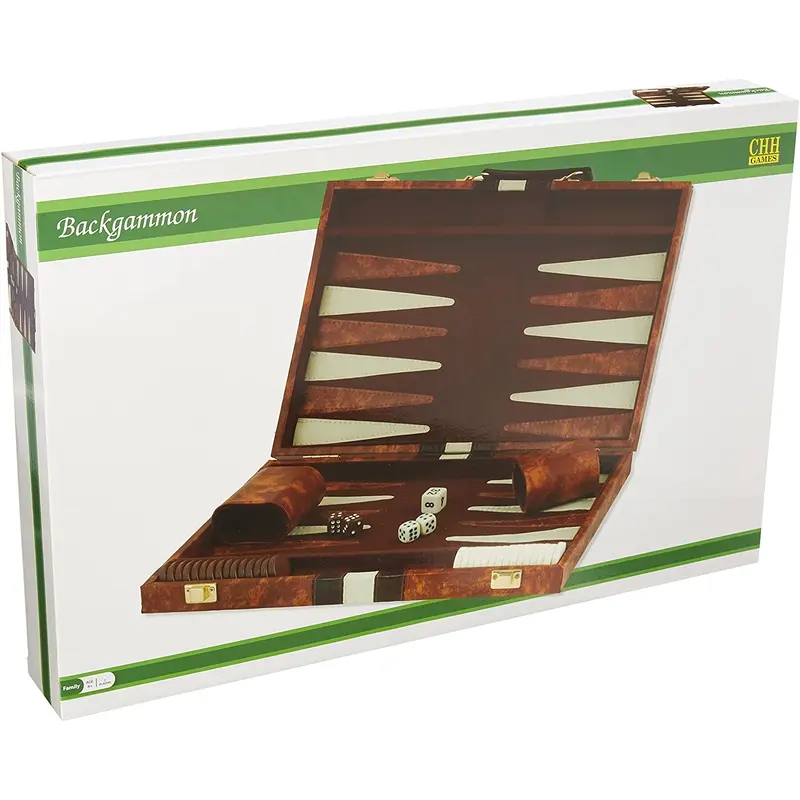 CHH 3011L 18" Vinyl Brown & White Backgammon
