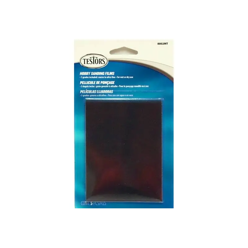 8802MT - TESTORS HOBBY SANDING FILMS (5 MIXED GRADES)