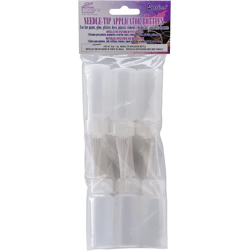 Darice 1162-16/DCLC Craft Need, Applicator Bottles - Needle Tip, Clear, 1 oz, 6ct