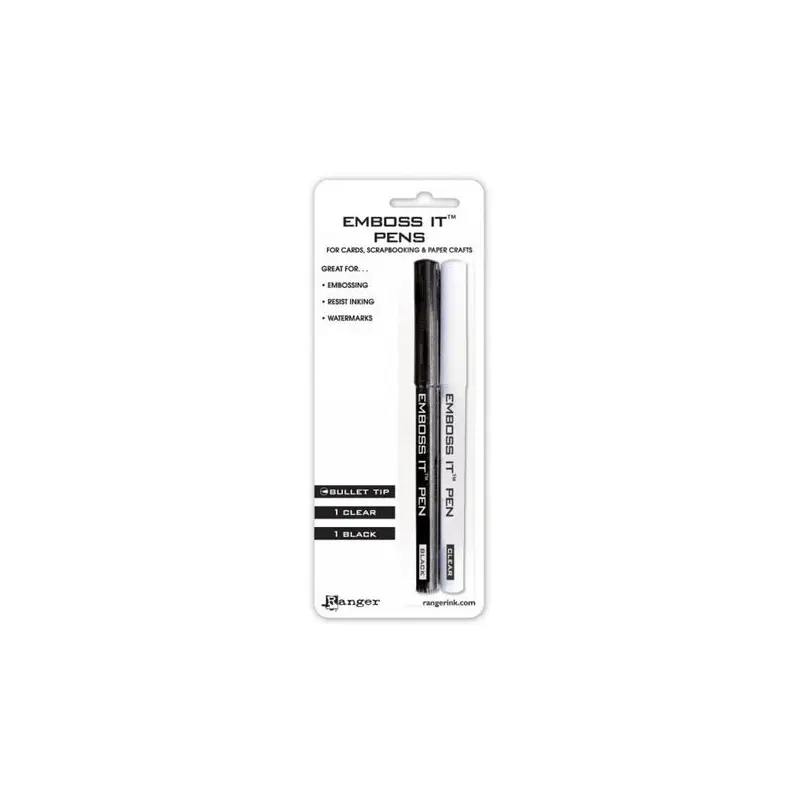 Ranger EMP20653 Inkssentials Set of 2 Embossing Pens, Black & Clear