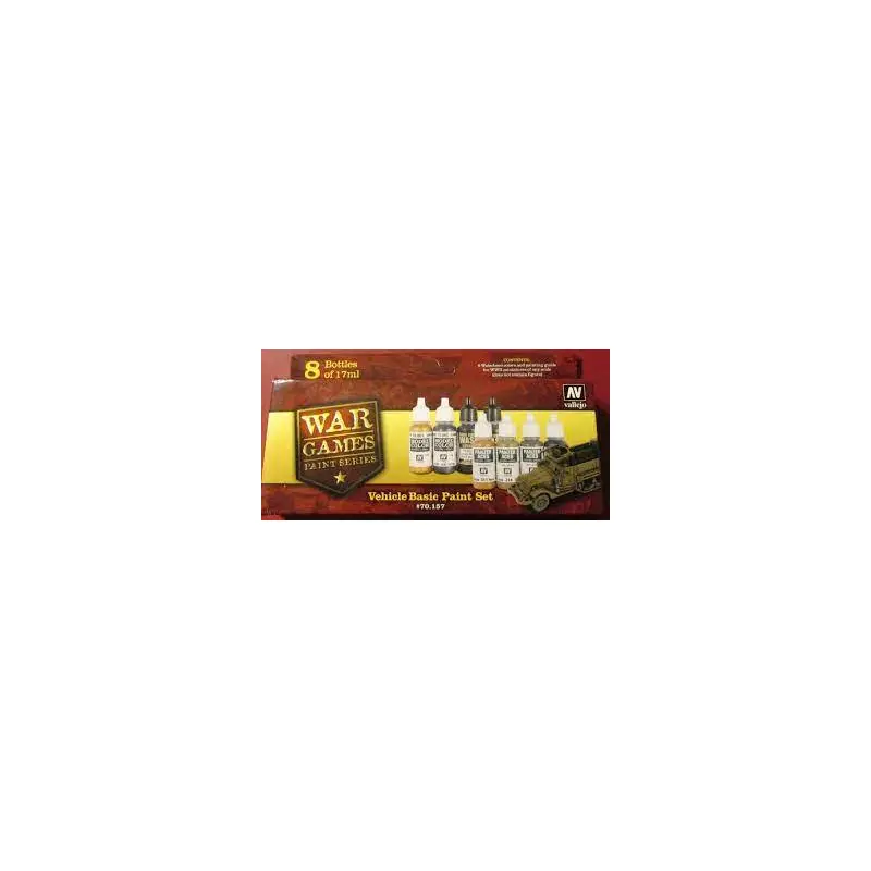 VALLEJO 70.157 WARGAMES PAINT SERIES VEHICLE BASIC SET (8) ACRYLIC PAINTS WWII