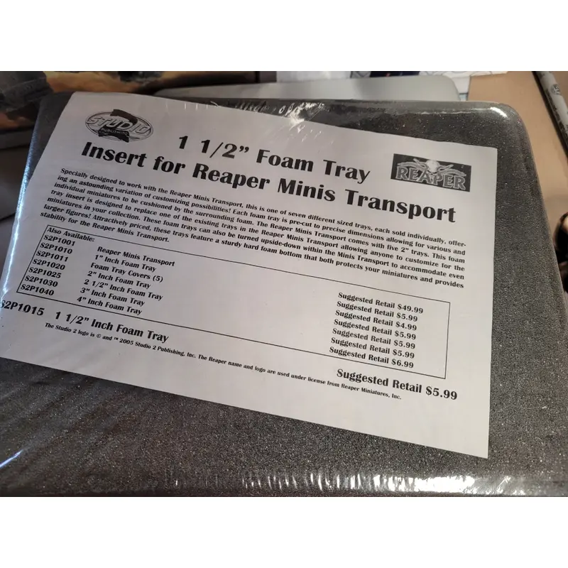 1 1/2" Foam Tray (Pick Foam) Insert for Reaper Minis Transport