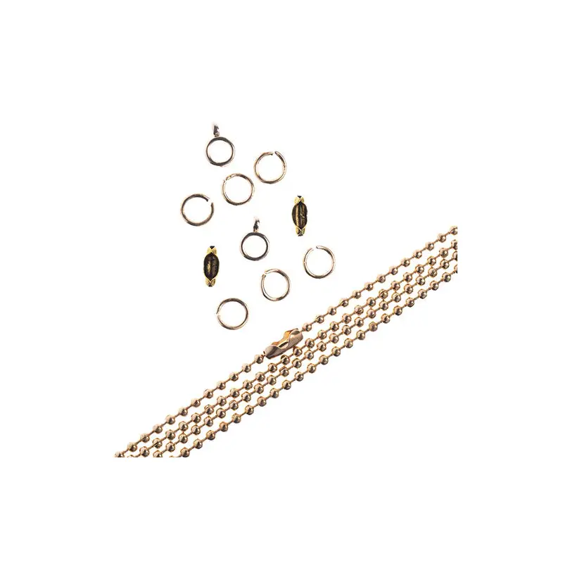 36in Chain and Findings Set- 3mm Ball Chain Gold